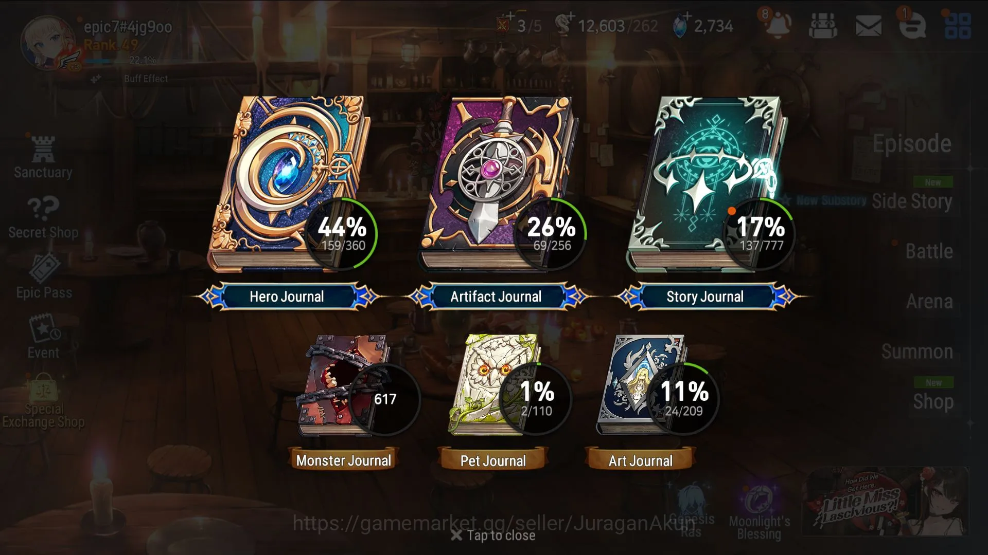 Epic Seven Accounts Mid-Tier Asia Unveriv|8ML(Harsetti,Belian,AStro Elena)159Char(Aram,Hwayoung,Wukong)12K Energy,2.7K 3