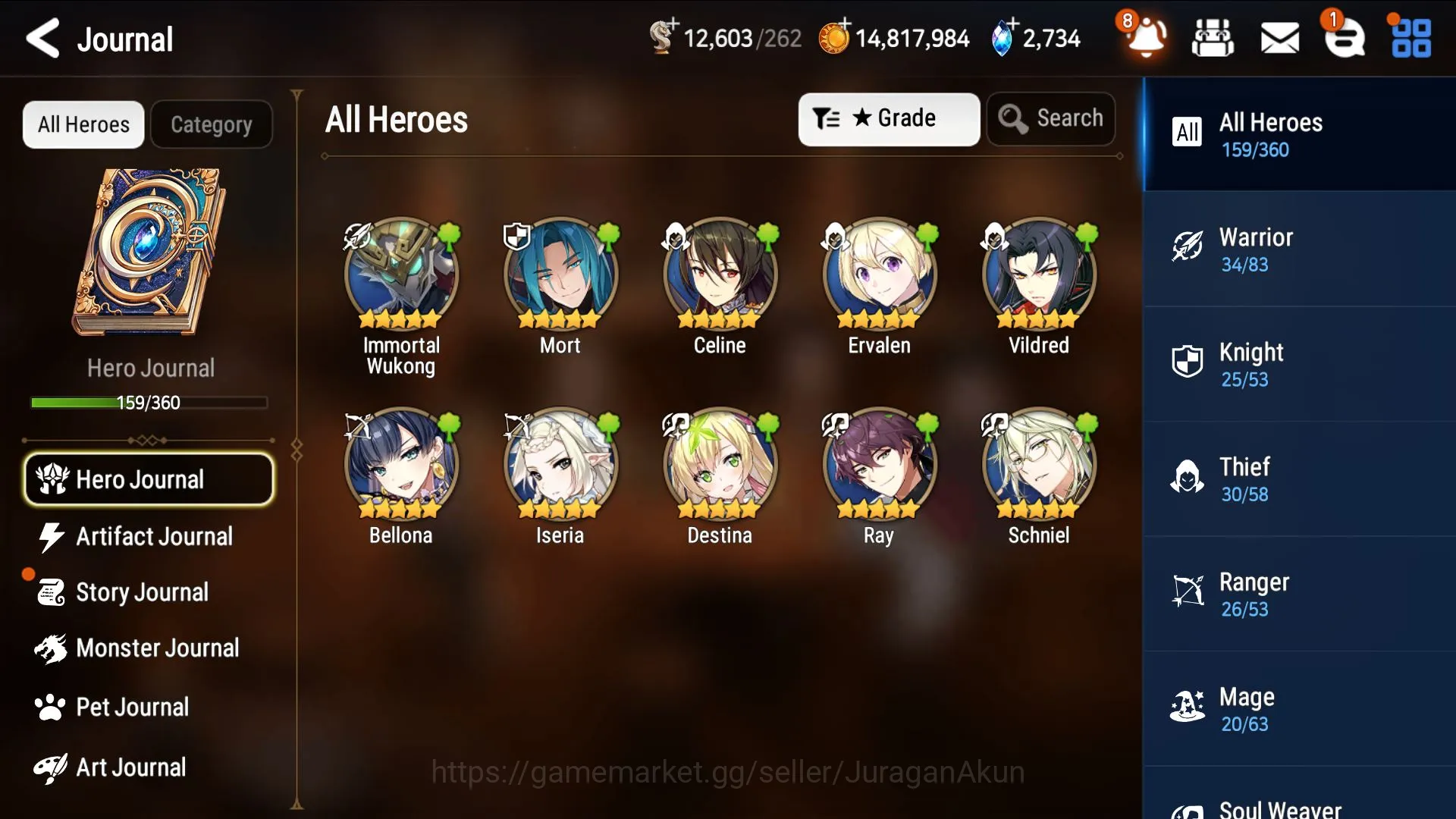 Epic Seven Accounts Mid-Tier Asia Unveriv|8ML(Harsetti,Belian,AStro Elena)159Char(Aram,Hwayoung,Wukong)12K Energy,2.7K 4