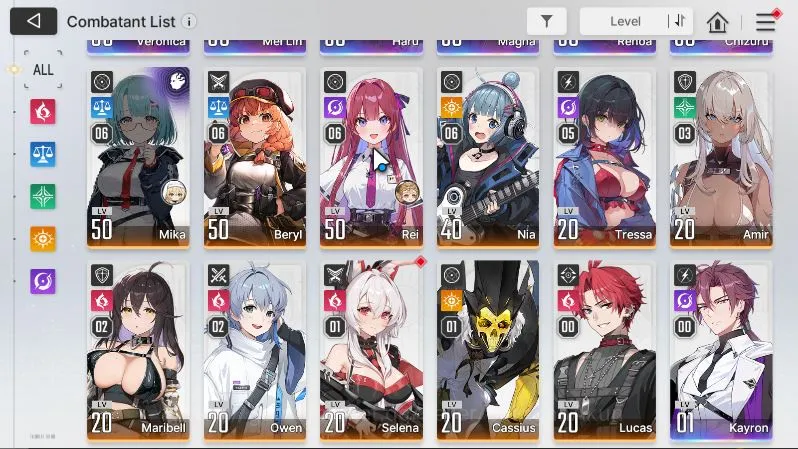 Chaos Zero Nightmare Accounts GLOBAL Lv51|7 SSR(VeroM2,Meilin,HaruM3,MagnaM1,RenoaM1,Chizuru,Kayron) 11SR(MikaM6,Etc) 1SSR 5