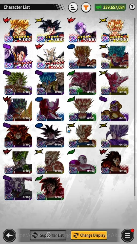 Dragon Ball Legends Accounts High-End 339M Total Power|LV161|6 UL+ 20 LL|Ultra Instinct Sign Goku,Hit,Super Vegito,Omega