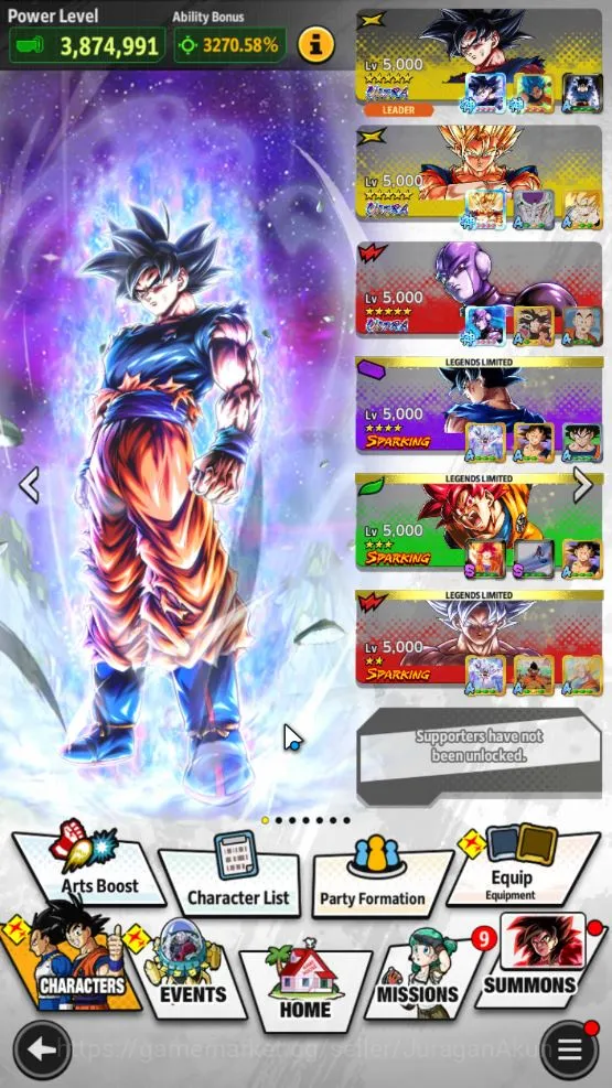 Dragon Ball Legends Accounts High-End 339M Total Power|LV161|6 UL+ 20 LL|Ultra Instinct Sign Goku,Hit,Super Vegito,Omega 2