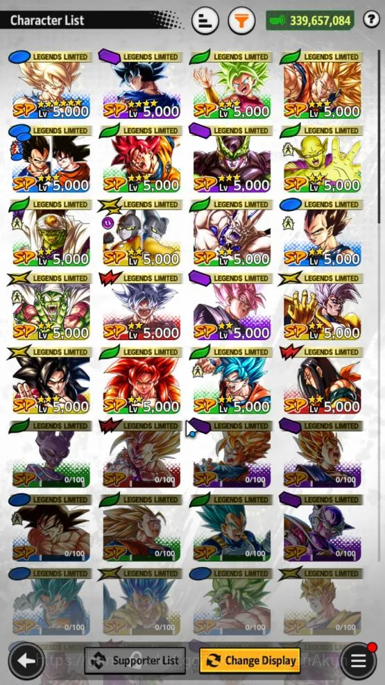 Dragon Ball Legends Accounts High-End 339M Total Power|LV161|6 UL+ 20 LL|Ultra Instinct Sign Goku,Hit,Super Vegito,Omega 4