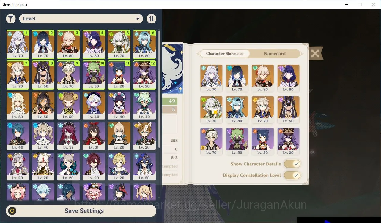 Genshin Impact Mid Game ASIA|AR49|8 Limited+1[5Star's Weapon]Skirk,Yelan,E image 1