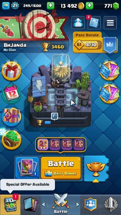 Lvl 21|Trophy 3460|KTL 8|Limited Skin |Card 65|1 EVO,15 Epic,24 Rare,26 Common|TakeEmail(CR1033) Clash Royale Midgame Lvl 21|Trophy 3460|KTL 8|Limited Skin |Card 65|1 E image 1