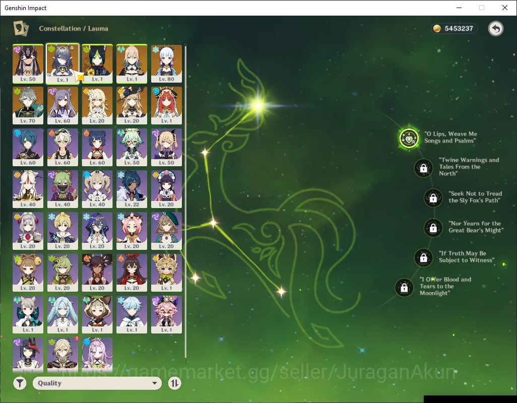Genshin Impact Accounts Mid Game ASIA |AR43 |6 Limited| Lauma C1 ,Cyno,Kamiato Ayaka,Alhaitam,Navia,Nillou |Low Explore Map 3