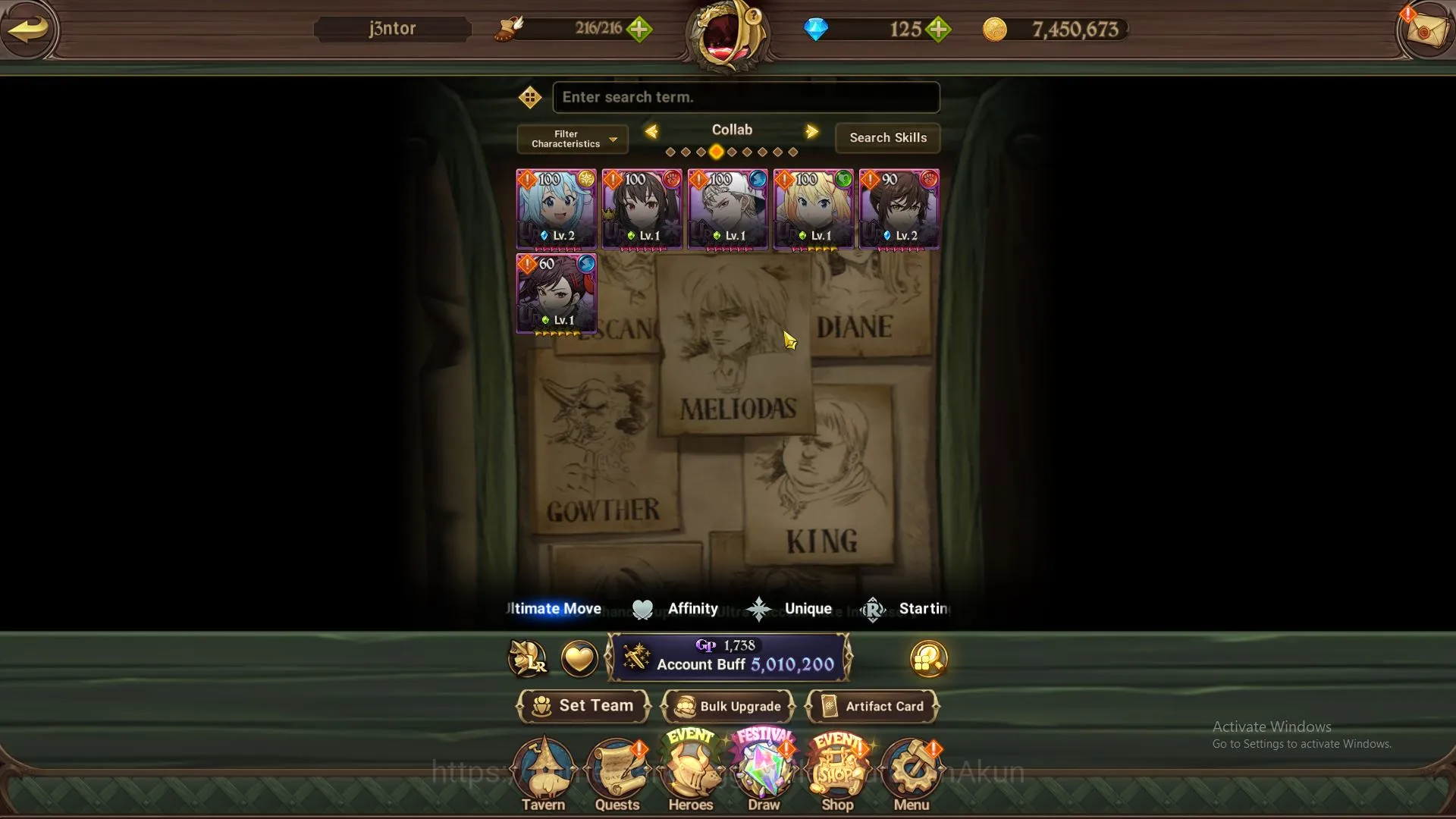 The Seven Deadly Sins: Grand Cross Accounts Midgame ASIA|5M CC|5 LR+12 UR+Collab(Konosuba,TOG)+125 3