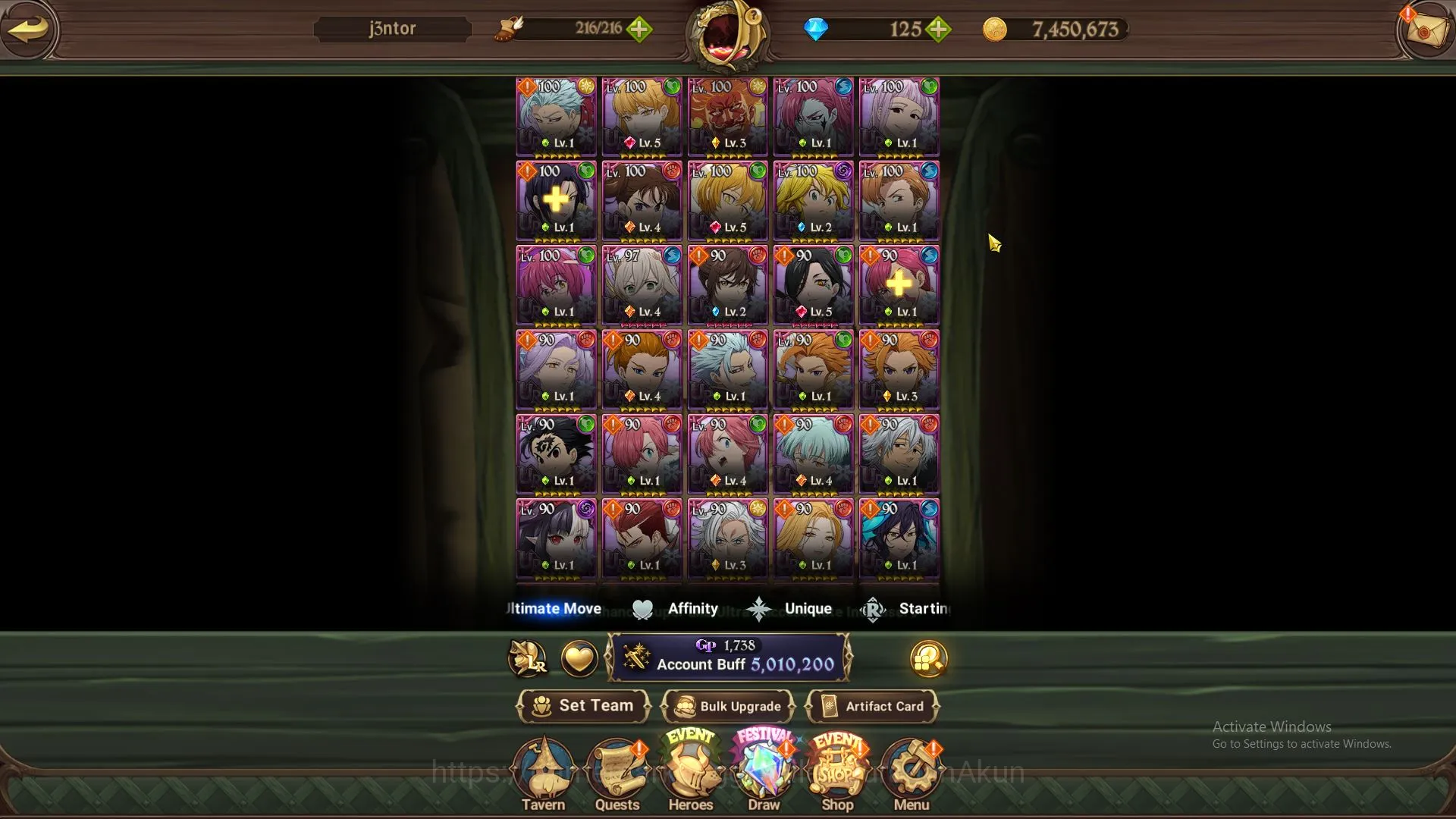 The Seven Deadly Sins: Grand Cross Accounts Midgame ASIA|5M CC|5 LR+12 UR+Collab(Konosuba,TOG)+125 5