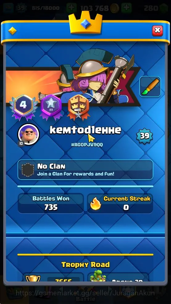 Clash Royale Accounts Lvl 39|Trophy 7656|KTL 13|Limited Skin|Card 121| 1 image 2