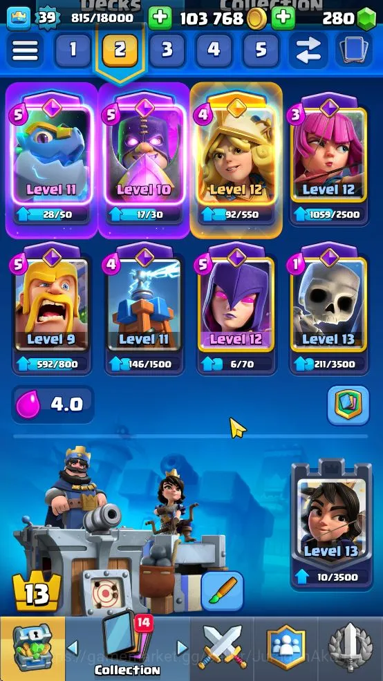 Clash Royale Accounts Lvl 39|Trophy 7656|KTL 13|Limited Skin|Card 121| 1 image 3