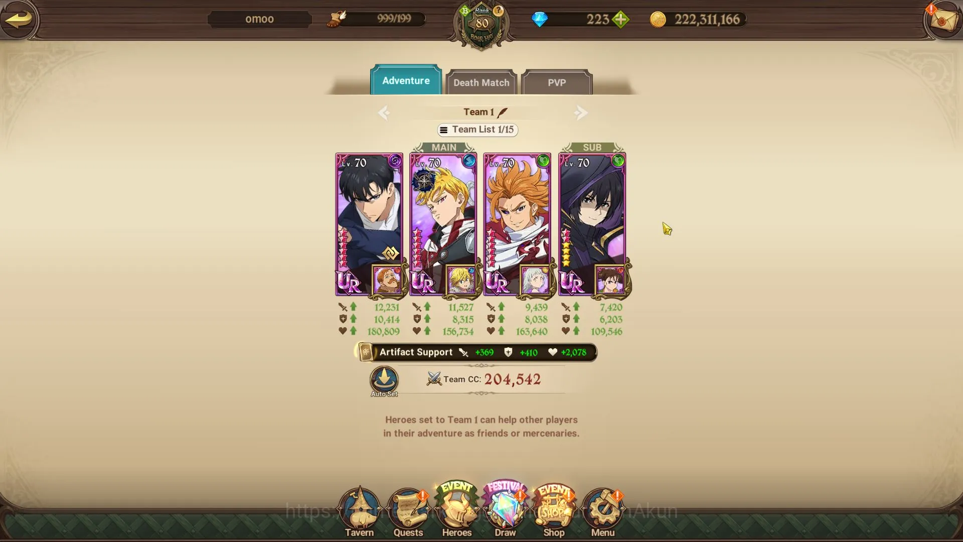 The Seven Deadly Sins: Grand Cross Accounts Midgame Global|3,6M CC|2LR+6UR+Solev and Eminance 3