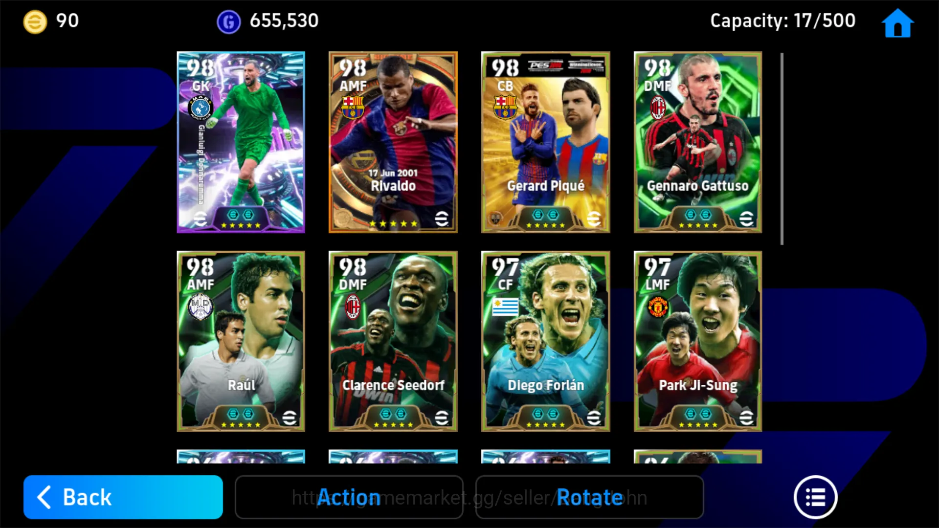 eFootball Accounts Others power 3171 | gianluigi donnarumma show time | clarence seedorf epic db | gennaro gattuso epic db 3