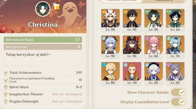 Genshin Impact Accounts End Game ASIA|AR 57|7 Limited+4 (5* Weapon)|[AratakiIttoC1,GanyuC1]+Sign,HuTaoC1,Etc|31 (4* Char)|MC