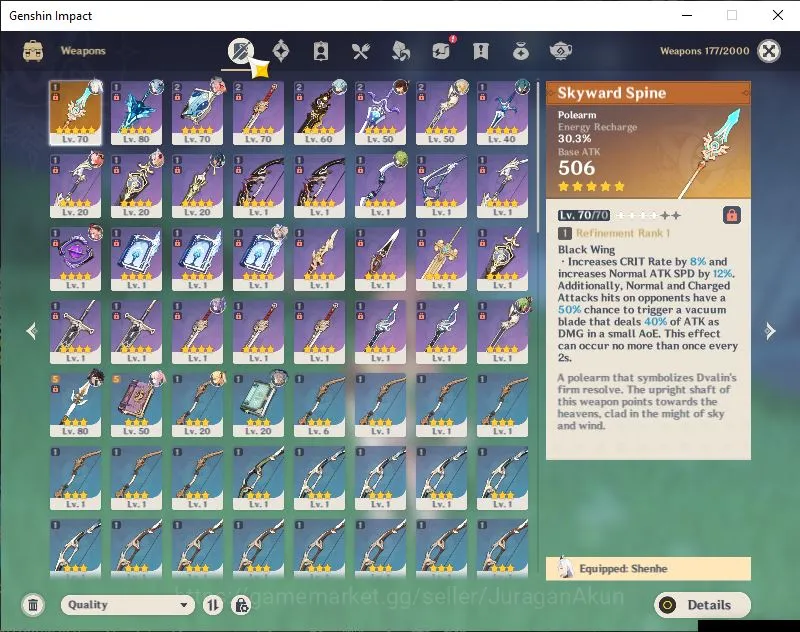 Genshin Impact Accounts Mid Game ASIA|AR 47|5 Limited+1 [5*Weapon]|Varesa, Kokomi, Varesa, Shenhe, Eula |MC Female|Take 2
