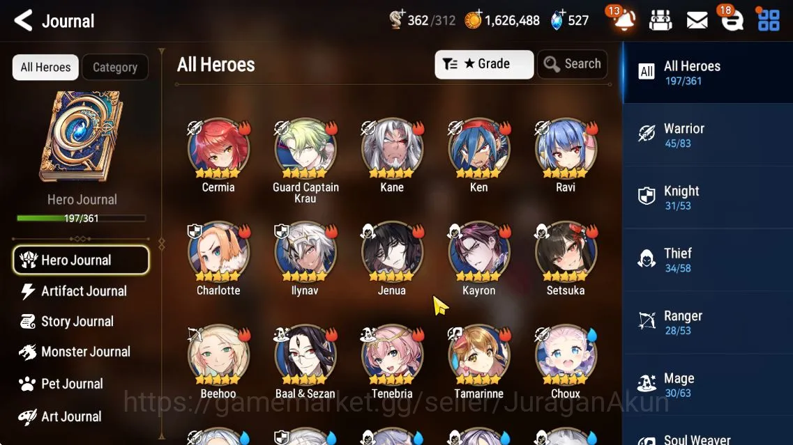 Epic Seven Accounts Mid-Tier Asia Unverif|EndGame|16 ML (SP Politis,LadyScales,Straze,etc)Limit 2