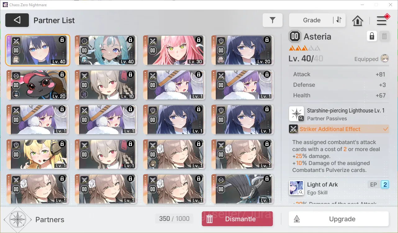 Chaos Zero Nightmare Accounts GLOBAL Lv36| 5 SSR (Haru+Sign+Prism,Luke,Khalipe,Veronica,Hugo) + 10 SR (TressaM2,ReiM2,etc 5