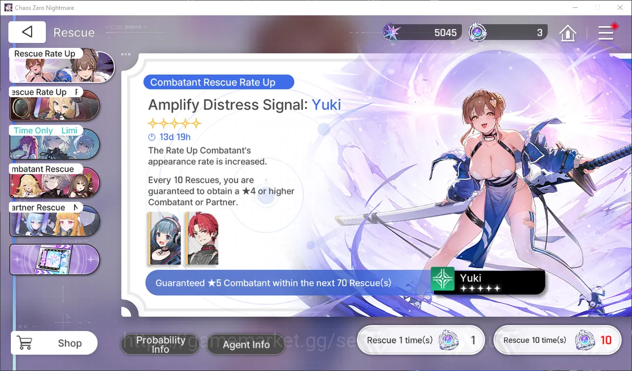 Chaos Zero Nightmare Accounts GLOBAL Lv23| 5k Crystals| Starter 3 SSR (Yuki+Sign, Renoa, Meilin) + 67 Rescue Anchor |Log 4