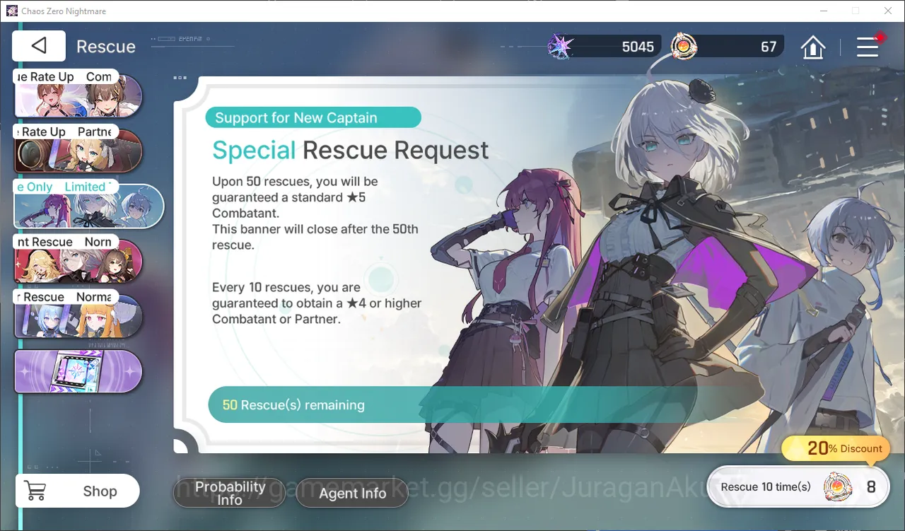 Chaos Zero Nightmare Accounts GLOBAL Lv23| 5k Crystals| Starter 3 SSR (Yuki+Sign, Renoa, Meilin) + 67 Rescue Anchor |Log 5