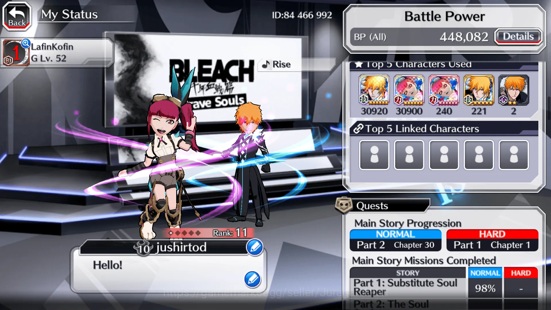Bleach: Brave Souls Accounts [GLOBAL]|12k Orb|5 Char 5/5[Trio TYWB25(Uryu,Renji image 2