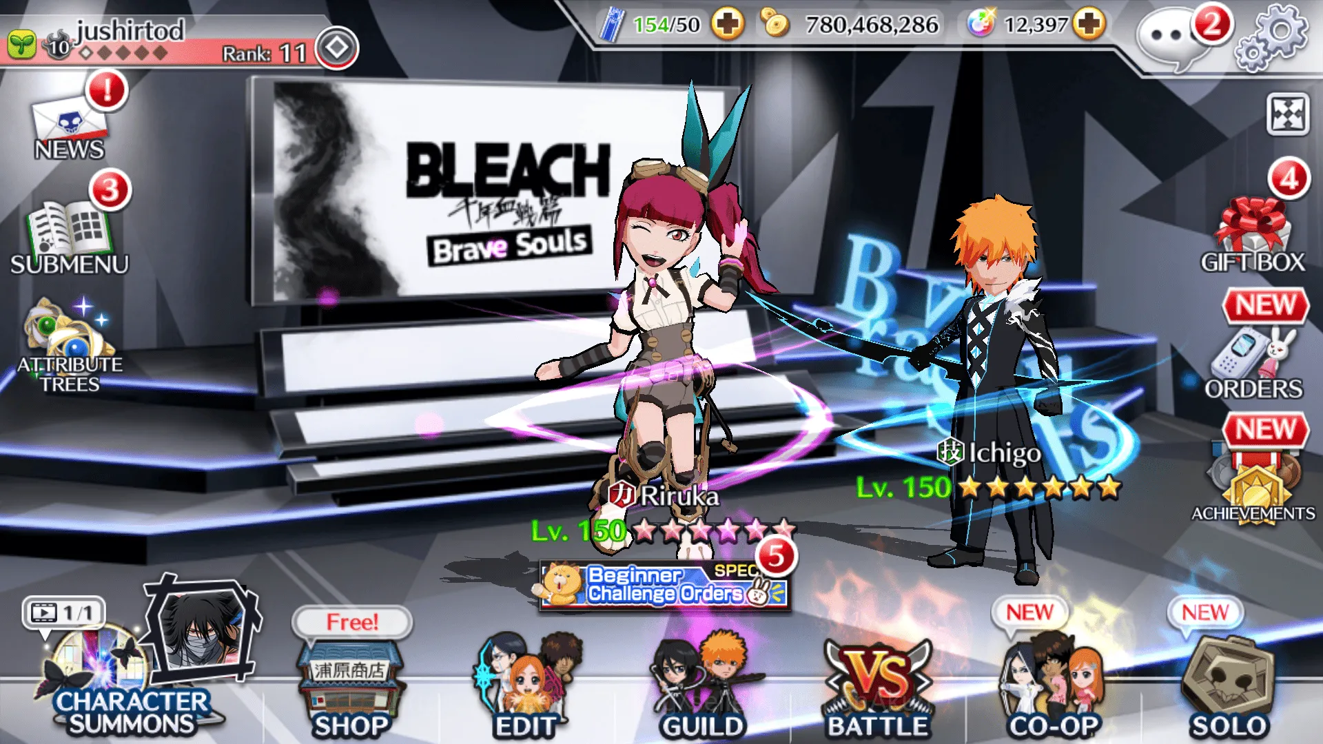Bleach: Brave Souls Accounts [GLOBAL]|12k Orb|5 Char 5/5[Trio TYWB25(Uryu,Renji image 4