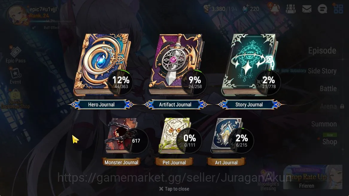 Epic Seven Accounts Starter Global Unverif|Fresh Starter|Low Progress|2 ML(Har setti, Desert Jewel Basar) Yulha,etc|Bless 3