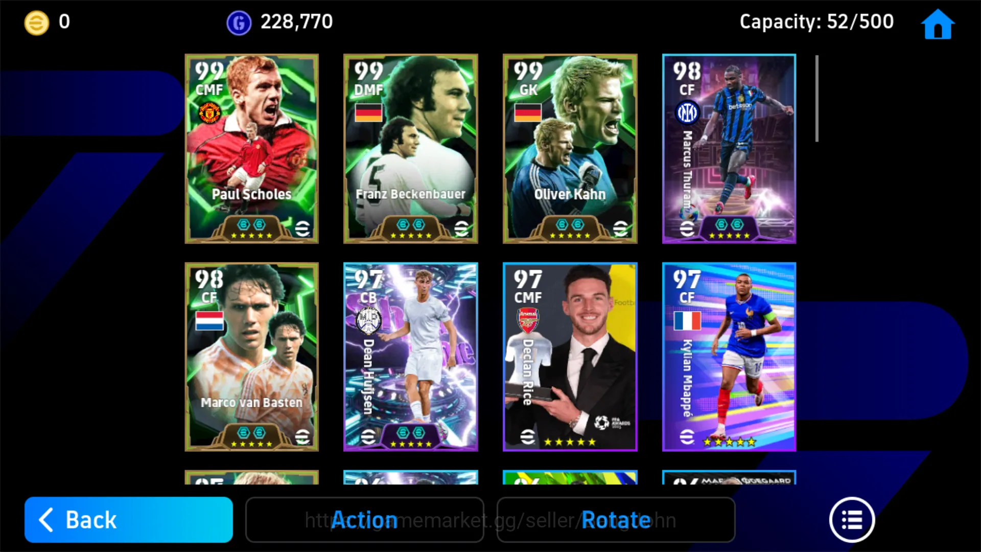 eFootball Accounts Others Power 3163 | paul scholes | lionel messi showtime | marcus thuram | franz beckenbauer | oliver 5