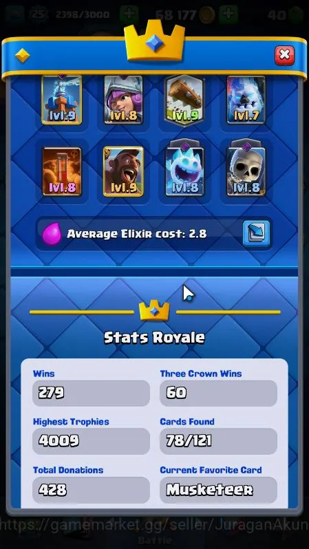 Clash Royale Accounts Lvl 25|Trophy 3948|KTL 9|Limited Skin|Card 78|3 EV image 4