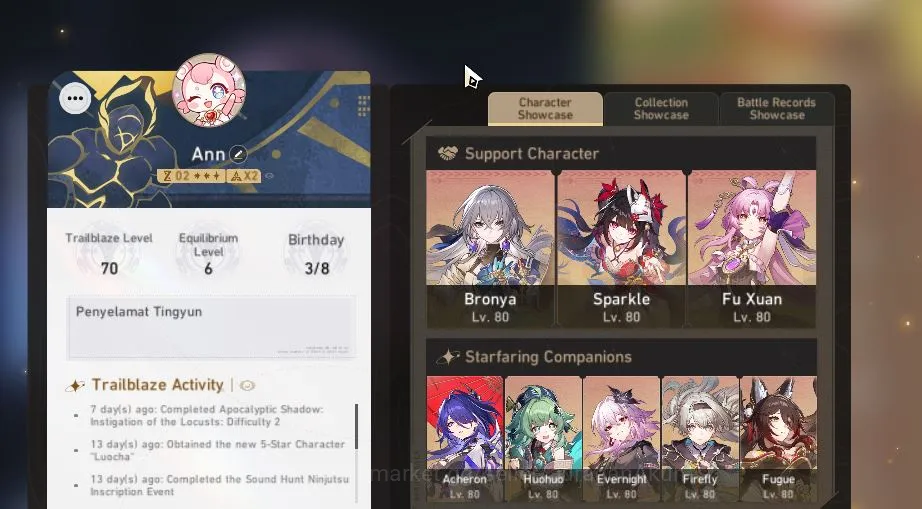 Honkai Star Rail End Game Asia |TL 70|16 limited|[Sparkle E1,EverNight,HuoHu image 1
