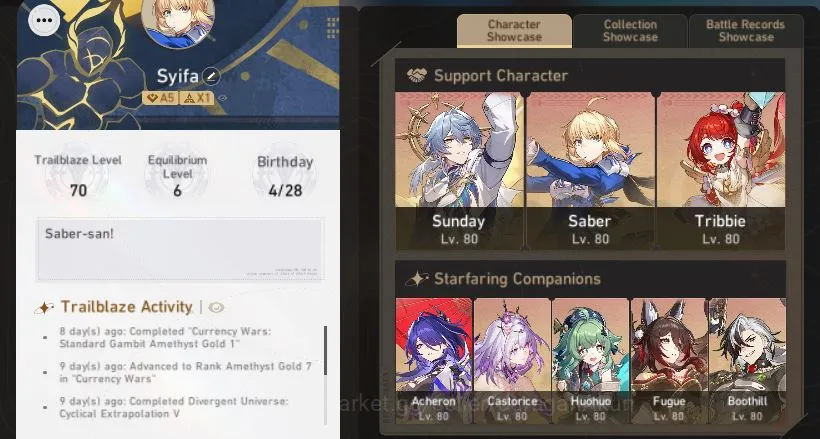 Honkai Star Rail Accounts End Game ASIA|TL 70|16 Limited |Acheron+Sign,Castorice+Sign,3B+Sign,JingliuE1,Etc|MC 2