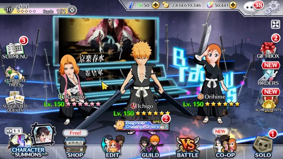 Bleach: Brave Souls Accounts GBL|50K Orbs+Senkaimon Quest|Santa Society(Giselle image 1