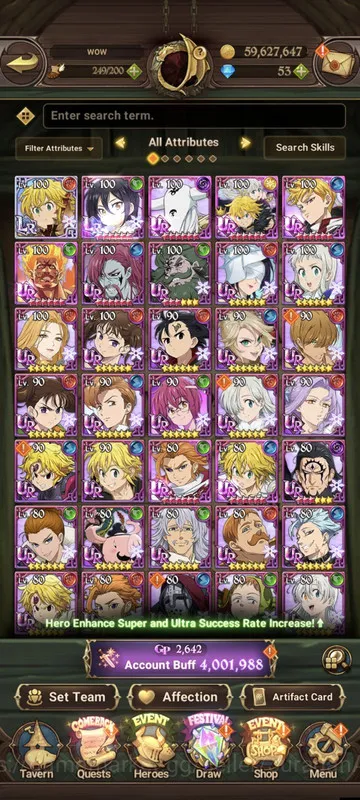 The Seven Deadly Sins: Grand Cross Accounts Midgame Global|4M CC|1LR + 9UR (LMeli, Mael, ElMel6/6, Lance, Esca3/6
