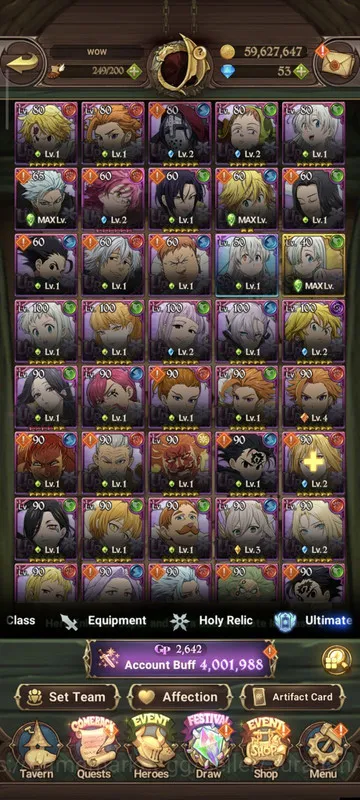 The Seven Deadly Sins: Grand Cross Accounts Midgame Global|4M CC|1LR + 9UR (LMeli, Mael, ElMel6/6, Lance, Esca3/6 3
