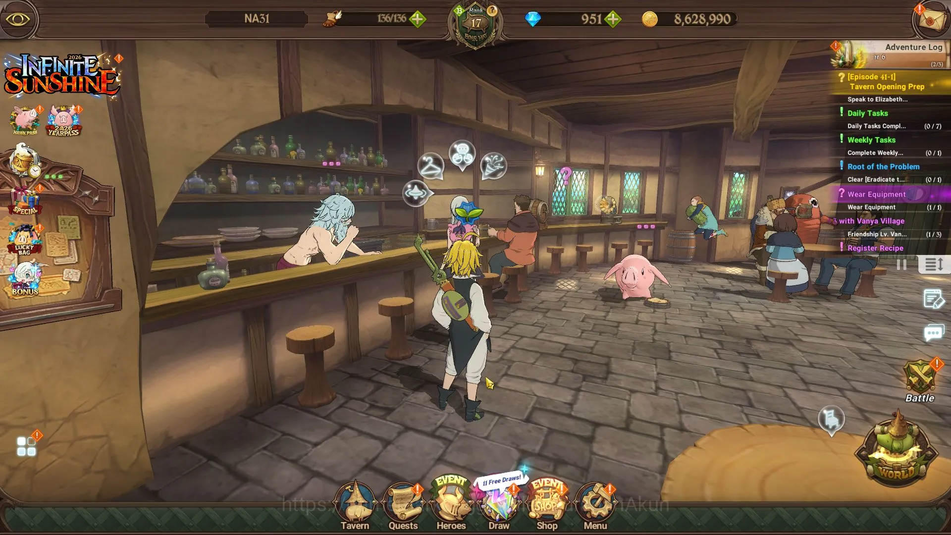 The Seven Deadly Sins: Grand Cross Accounts Global | Starter | 993K CC,Ch5 | 3 UR + 951 Gems | image 1