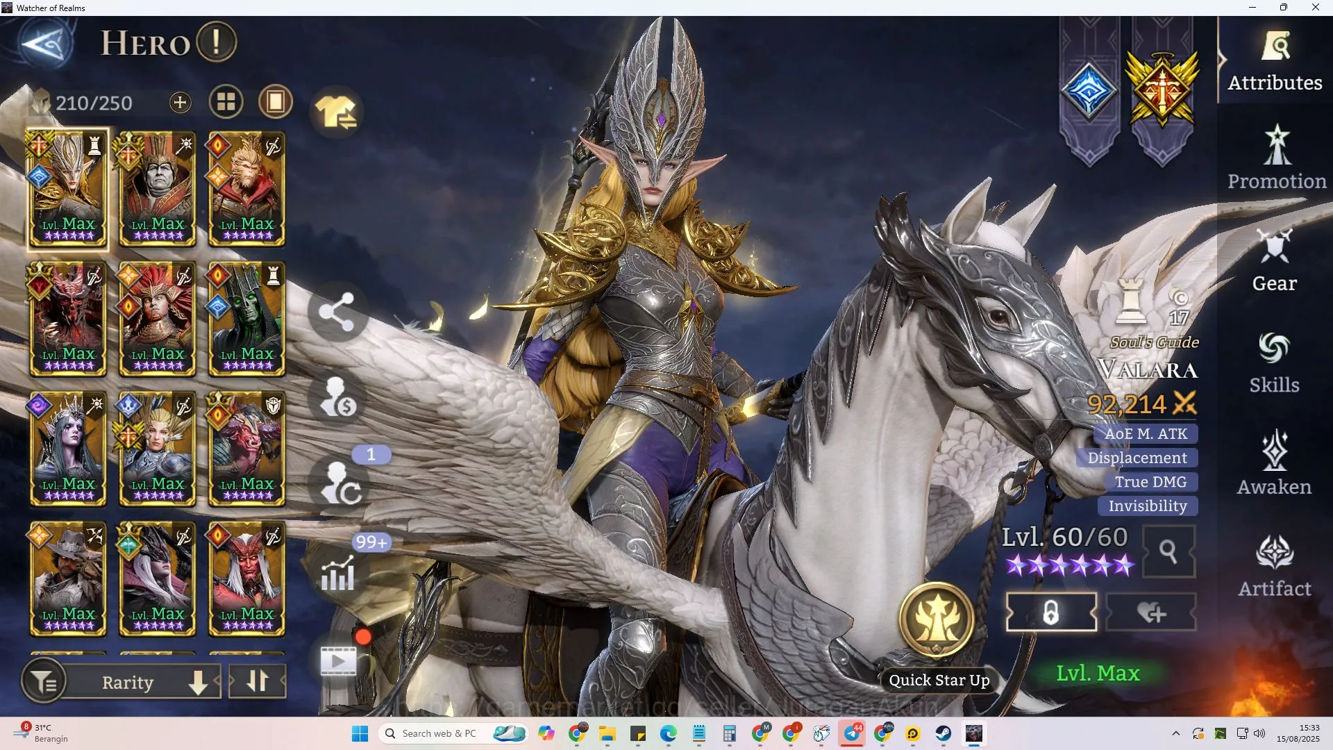 Watcher of Realms Accounts End-Game Sv 60xxx|Power 2.4M|6Lord(Valderon,Praetus,Torodor,Aracha)+35 Legendary|2k Diamond|Many 3