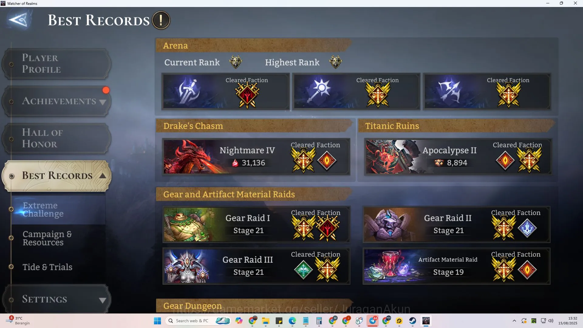 Watcher of Realms Accounts End-Game Sv 60xxx|Power 2.4M|6Lord(Valderon,Praetus,Torodor,Aracha)+35 Legendary|2k Diamond|Many 5