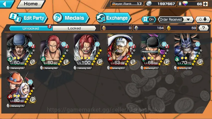 One Piece Bounty Rush Accounts Global|7 META EX[Zoro,Sakazuki,Kuzan,Shanks,Shanks image 2