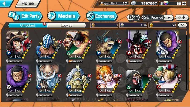 One Piece Bounty Rush Accounts Global|7 META EX[Zoro,Sakazuki,Kuzan,Shanks,Shanks image 3
