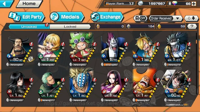 One Piece Bounty Rush Accounts Global|7 META EX[Zoro,Sakazuki,Kuzan,Shanks,Shanks image 5