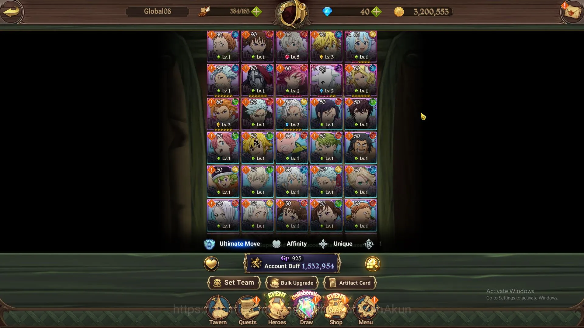 The Seven Deadly Sins: Grand Cross Accounts Midgame Global|1,5M CC| 5 UR + Blessing Collabs 4