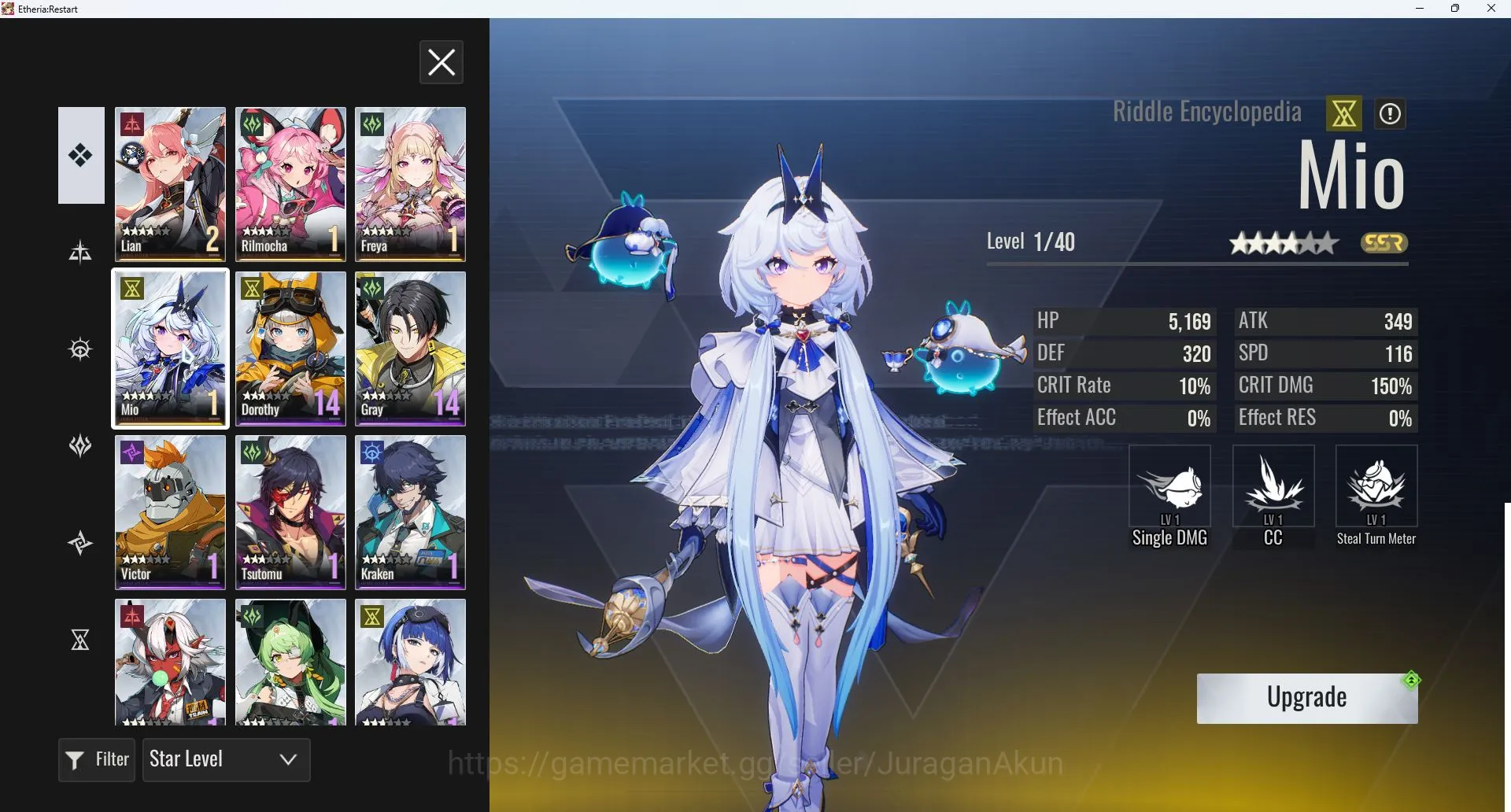 Etheria: Restart Accounts Mid‑Tier [Global Server] MC male|Start Account 20Char,4SSR【Lian,Rilmocha,Mio, Limit 2
