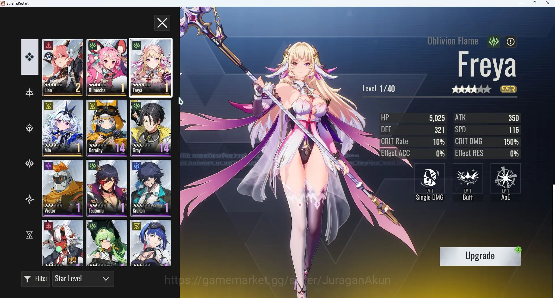 Etheria: Restart Accounts Mid‑Tier [Global Server] MC male|Start Account 20Char,4SSR【Lian,Rilmocha,Mio, Limit 5