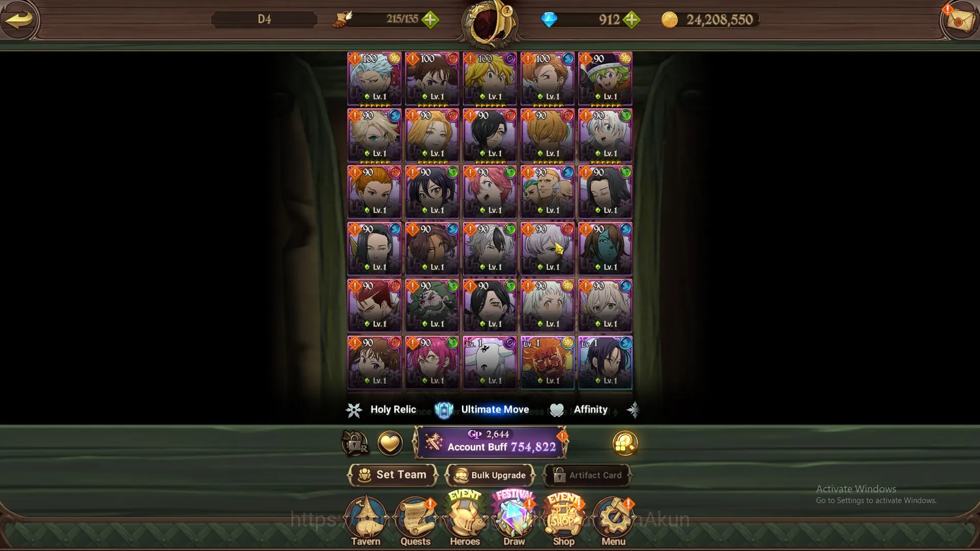 The Seven Deadly Sins: Grand Cross Accounts Starter Asia| 754K CC | Best Starter | Ch 1 | 1 UR + 912 Gems | Mael | Code Only 3