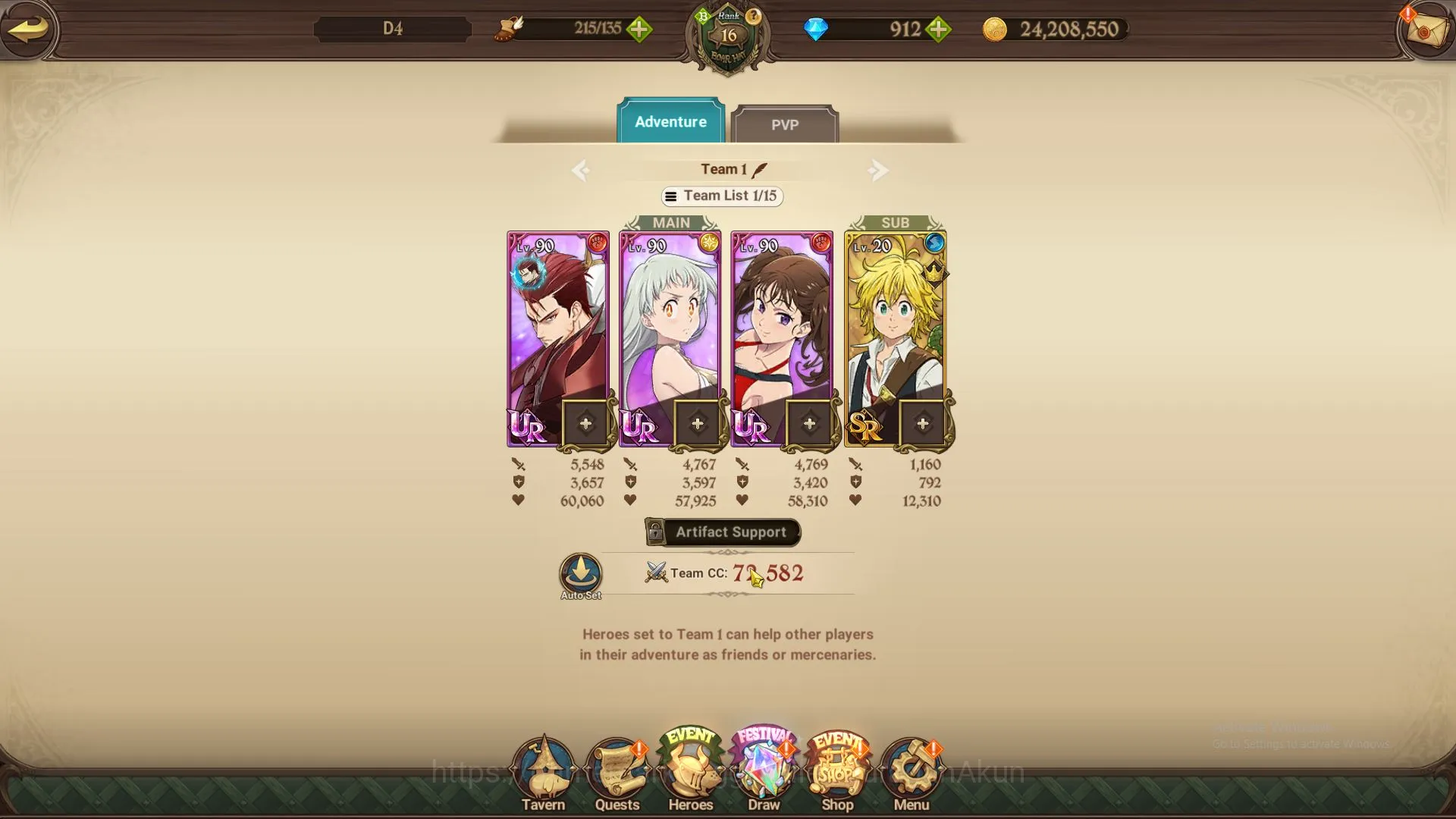 The Seven Deadly Sins: Grand Cross Accounts Starter Asia| 754K CC | Best Starter | Ch 1 | 1 UR + 912 Gems | Mael | Code Only 4