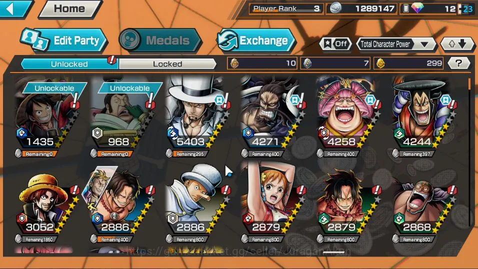 One Piece Bounty Rush Accounts Mid-Tier Global| 4 META EX | Awaken Lucci, The Strongest Kaido, Onigashima Oiran, Daimyo Oden 5