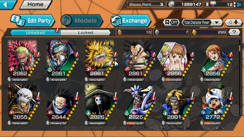 One Piece Bounty Rush Accounts Mid-Tier Global| 4 META EX | Awaken Lucci, The Strongest Kaido, Onigashima Oiran, Daimyo Oden 6