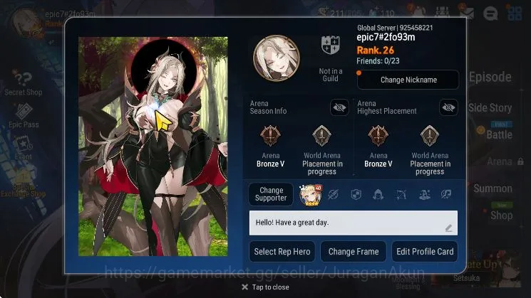Epic Seven Accounts Starter Global Unverif|Best Starter|Low Progress|4 ML(Harsetti, DDRay, Dark Couvs, LQ 5