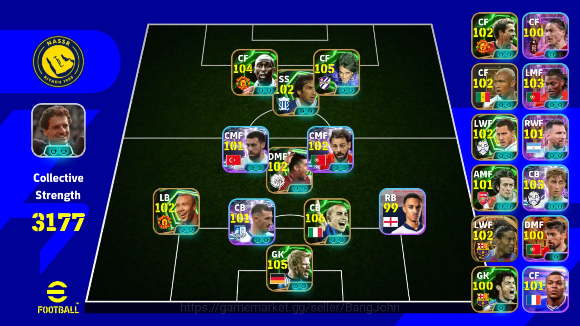 eFootball Accounts Power 3177 | Carnavaro Epic DB | Ronaldinho Big Ti image 1