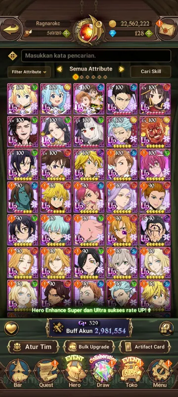 The Seven Deadly Sins: Grand Cross Midgame Asia |2,9M CC| 4UR + Full Collab Konosuba + 128 Ge image 1