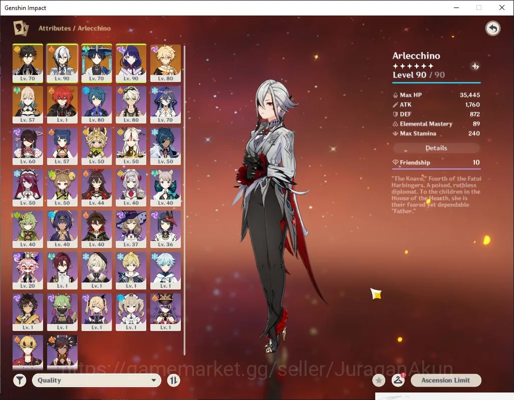 Genshin Impact Accounts ASIA|AR 52| 4 Limited+ 2[5* Weapon]|[Arlecino]+Sig image 3