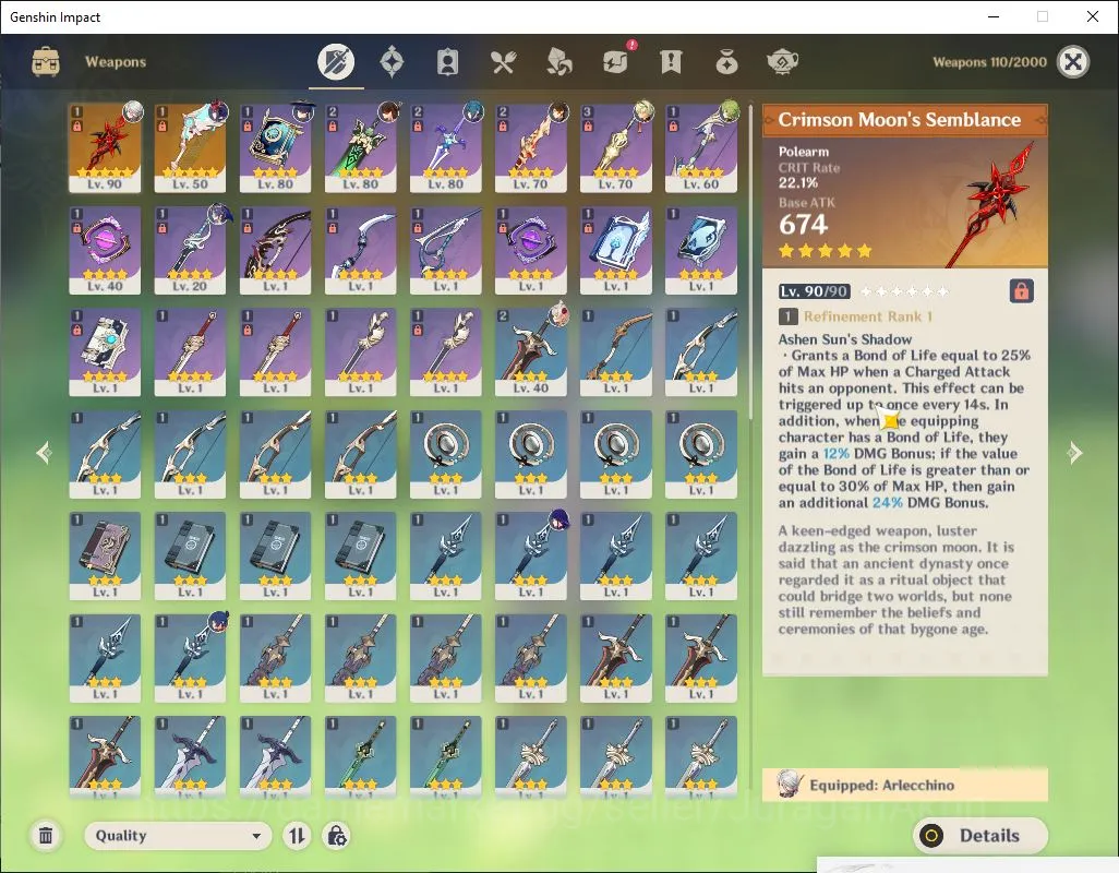 Genshin Impact Accounts ASIA|AR 52| 4 Limited+ 2[5* Weapon]|[Arlecino]+Sig image 6
