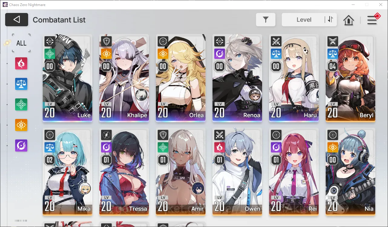Chaos Zero Nightmare Accounts GLOBAL Lv14 | 5 SSR (Khalipe,Haru,Renoa,Orlea,Luke image 3